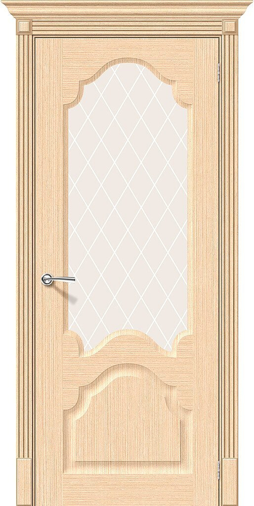 Дверь Афина / Цвет Ф-22 (БелДуб) / Стекло White Сrystal / Двери Браво