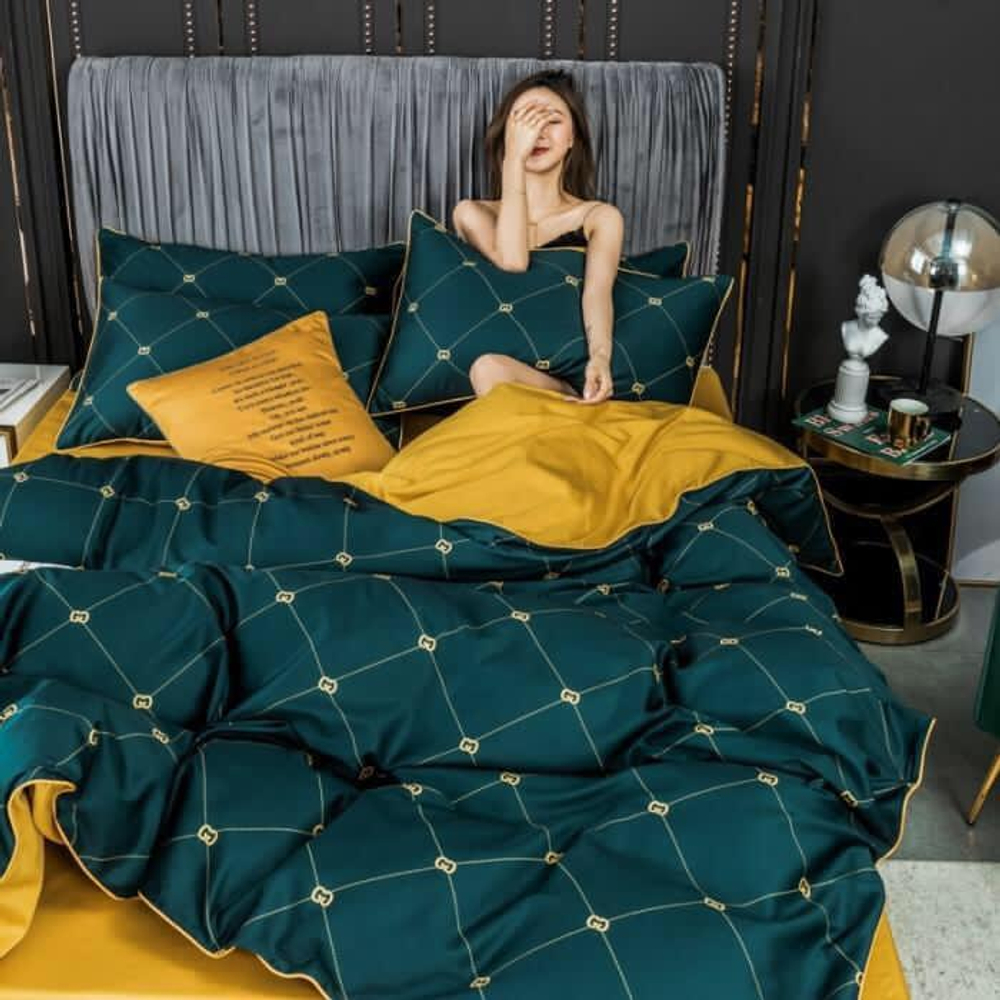 ZEPHYR HOME КПБ 1.5 Полуторка Египетский хлопок Изумрудный