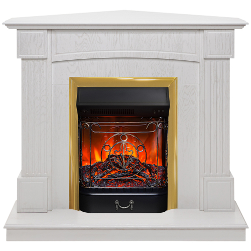 Каминокомплект Real Flame Andrea Corner WT с очагом Majestic Lux Brass (угловой)