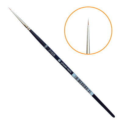 Planet Nails Кисть для тонких линий, натуральный ворс, короткая, №10/0