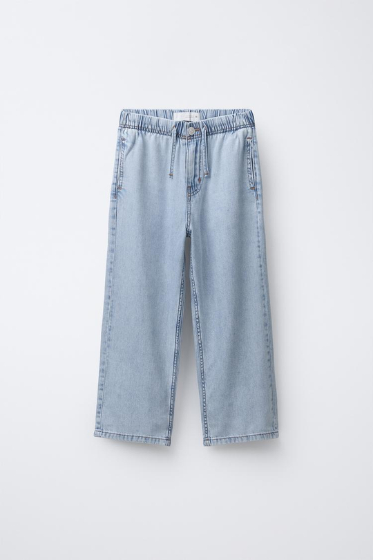 ZARA ДЖИНСЫ ШИРОКОГО КРОЯ, СИНИЙ