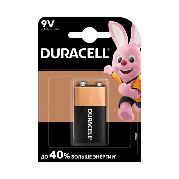 Батарейка Duracell Basic MN1604 (6LR61)9V крона алкалиновая 1BL