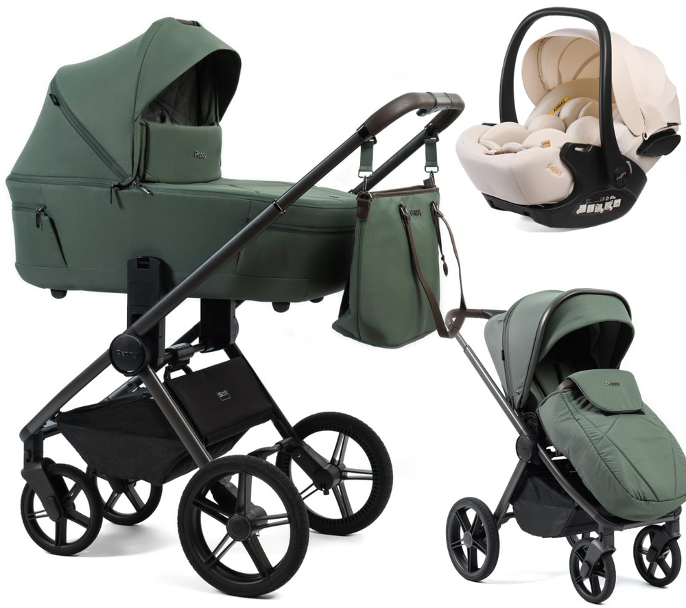 Детская коляска Peppy Monaco Thermo 3 в 1 с автокреслом Verona Beige Green