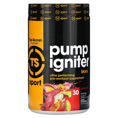 Top Secret Nutrition, Sport, Pump Igniter, черный, эффективный перед тренировкой, фруктовый пунш, 450 г (15,8 унции)
