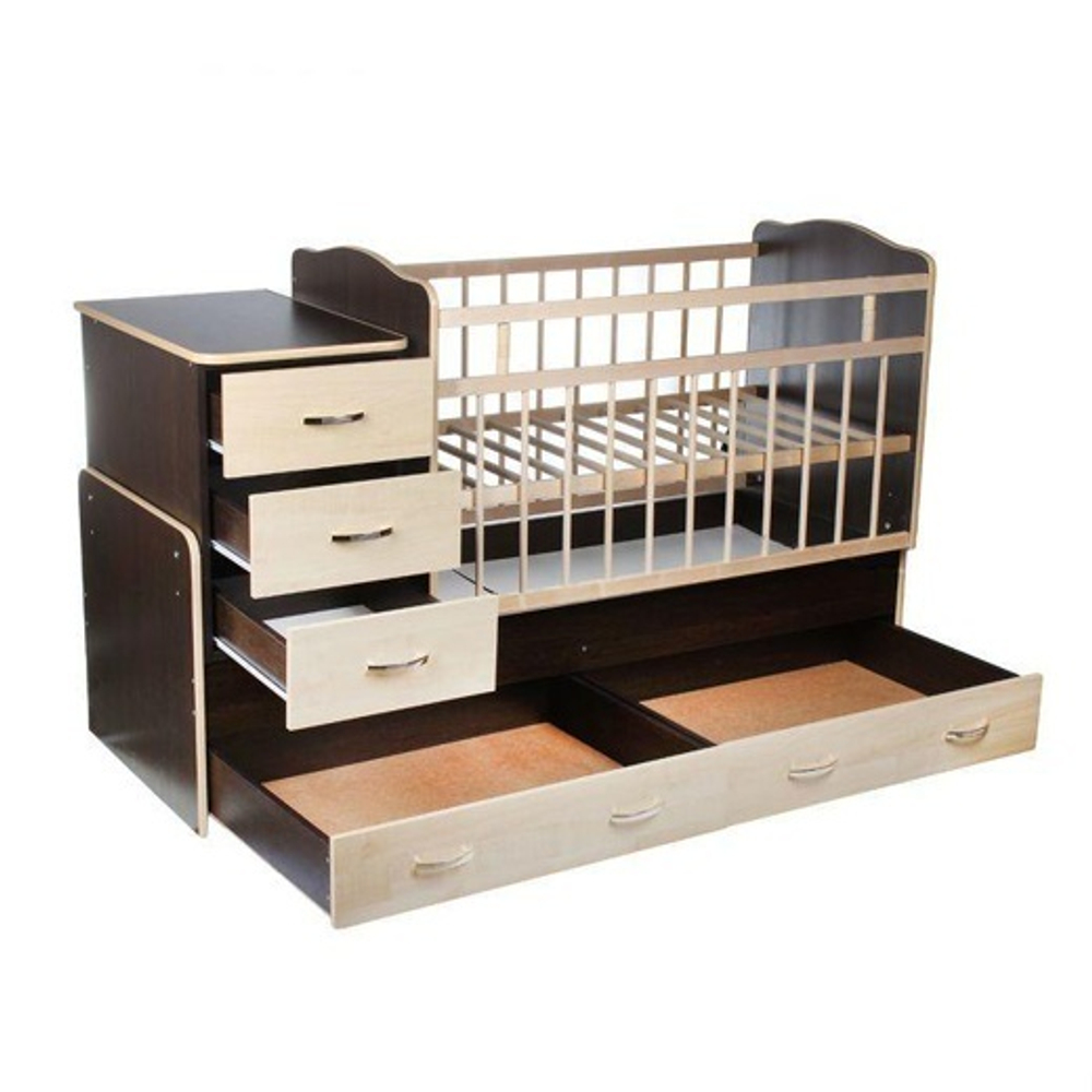 Кровать детская с комодом и ящиками "Колибри" (венге/клен)