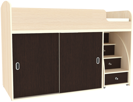 Кровать-чердак КарИВи Малыш Купе  Дуб Молочный Венге