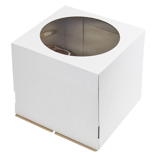 Коробка для  торта усиленная с окном 280х280х280 мм, белая.