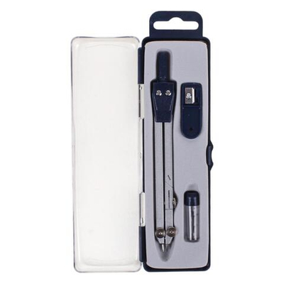 Готовальня 3 пред: циркуль металлич,грифели,точилка,пласт.футляр