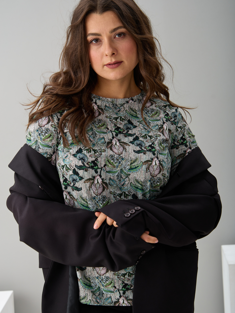 Лонгслив ЛНв-306/меланжорхидея-тропики