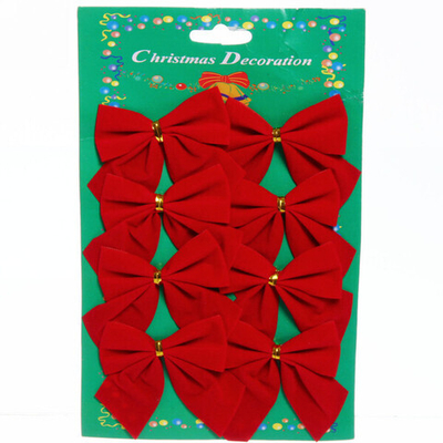 Бант на ёлку «Красный Бархат» 6,5см (набор 8 шт)