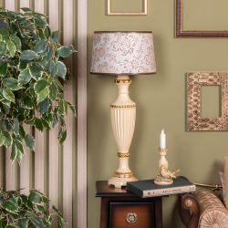 Настольная лампа Ваза Ребристая Айвори с абажуром Тюссо Vatican (Ватикан) Латте