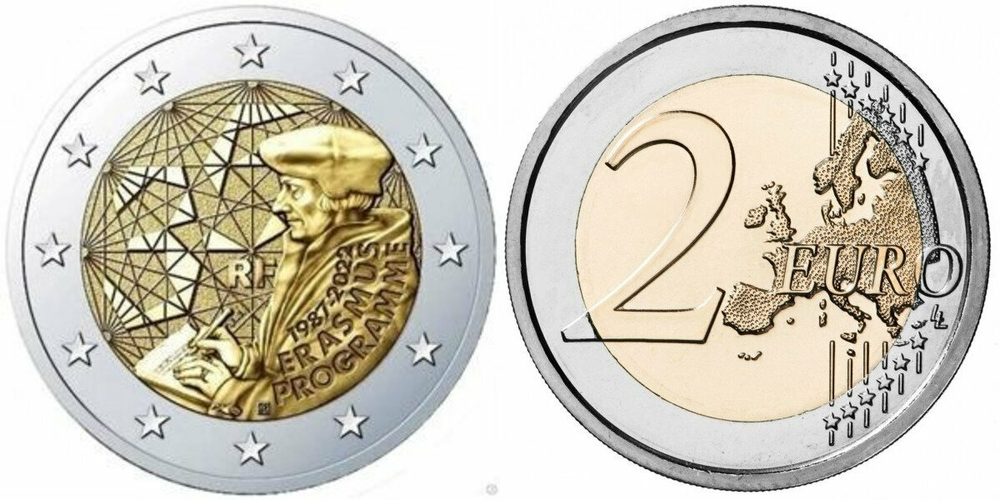 Франция 2 евро, 2022 35 лет программе Эразмус UNC