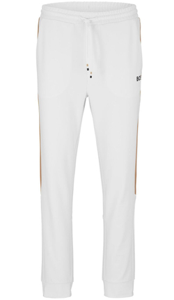 Мужские теннисные штаны BOSS x Matteo Berrettini Tracksuit Bottoms In Active-Stretch Fabric With Side Strip - white