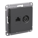 ATLASDESIGN РОЗЕТКА двойная ТВ + компьютерная RJ45 кат. 5e, механизм, БАЗАЛЬТ