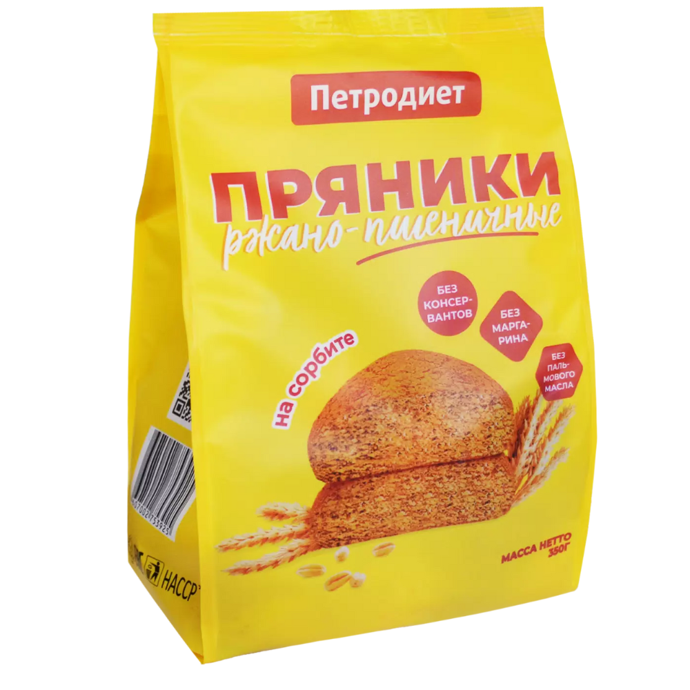 Пряники Ржано-пшеничные Петродиет на сорбите 350 гр