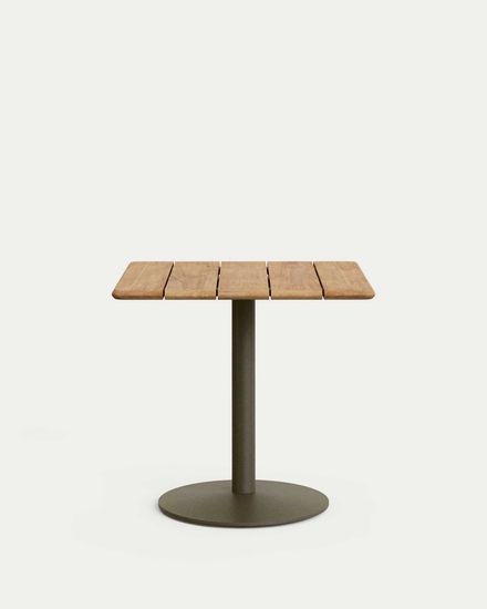 Уличный стол Esilda из акации из зелёной стали 80х80 см