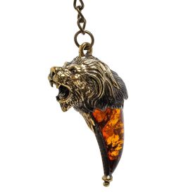 AM-1453 Брелок «Клык льва» (латунь, янтарь)