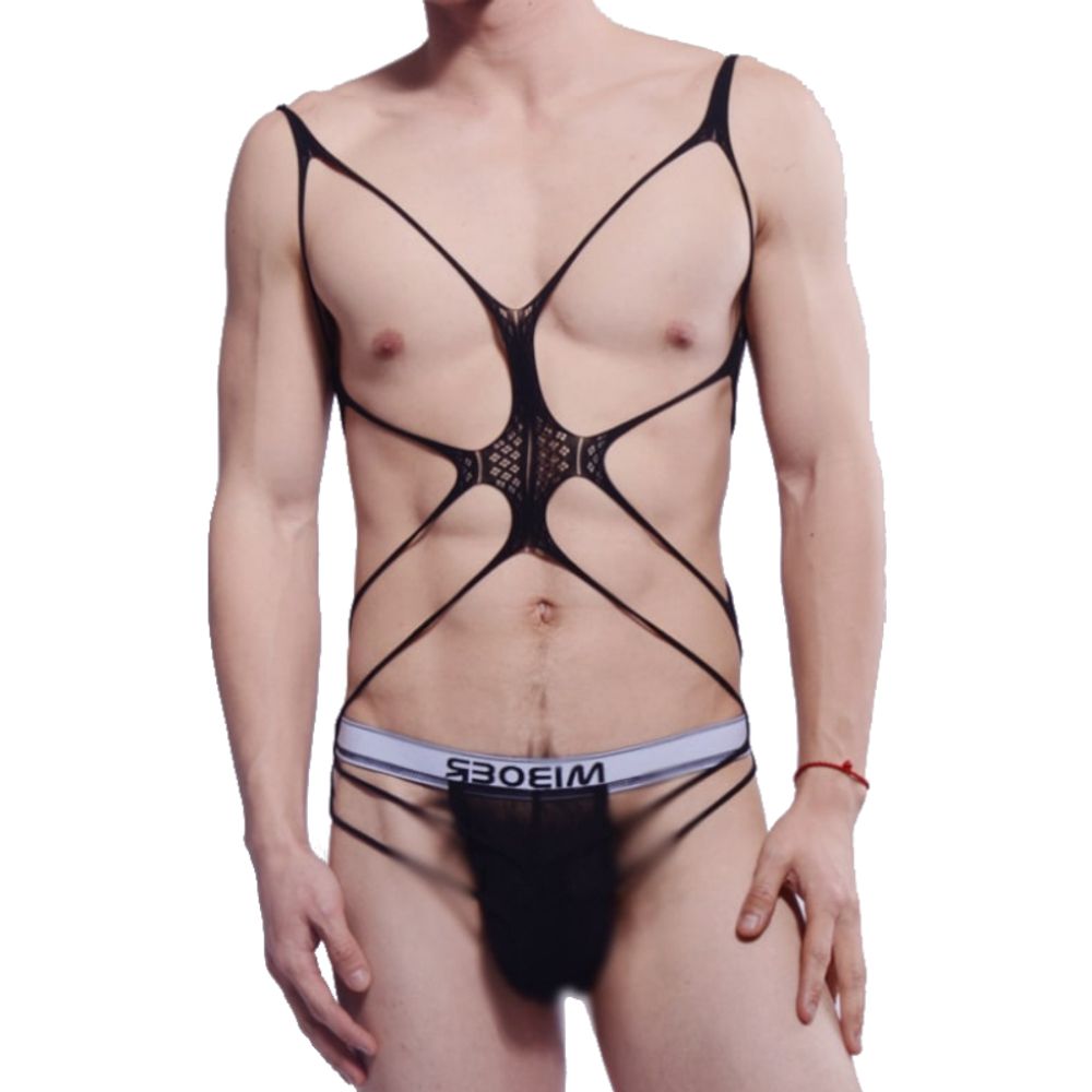 Мужское эротическое боди черное Romeo Rossi RR9114-9