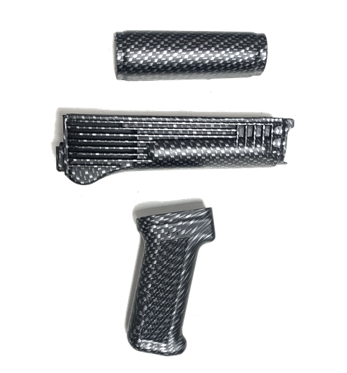 Цевьё с накладкой и рукоятка для АК и Сайга пластиковые, цвет "Карбон".