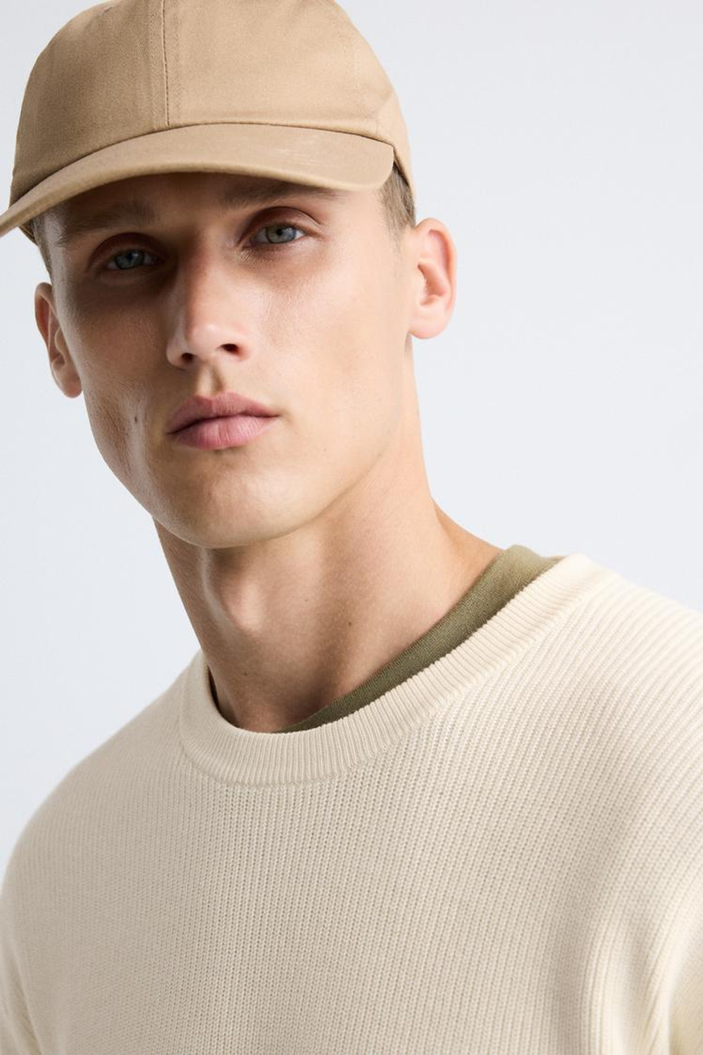 ZARA СВИТЕР ЖЕМЧУЖНОЙ ВЯЗКИ, ЭКРЮ