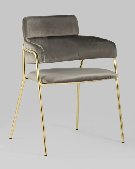 Стул Polin, коричневый велюр с золотыми ножками
