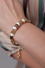 Mosaic Enamel 10мм multi Браслет бело-золотой арт.1290