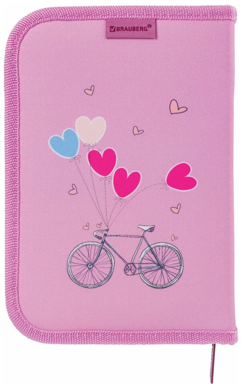 Пенал BRAUBERG, 1 отделение, 2 откидные планки, ткань, 20х14 см, "Glam Girl", 229287