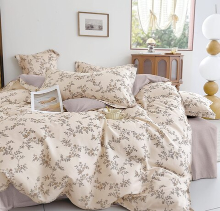 Комплект постельного белья 1.5 сп с простыней на рез.90х200 ПОПЛИН "2619 ЕМ" (нав.50х70 или 70х70)