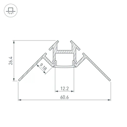 Профиль ARH-DECORE-S12-INT-2000 ANOD внутренний (Arlight, Алюминий) 023868
