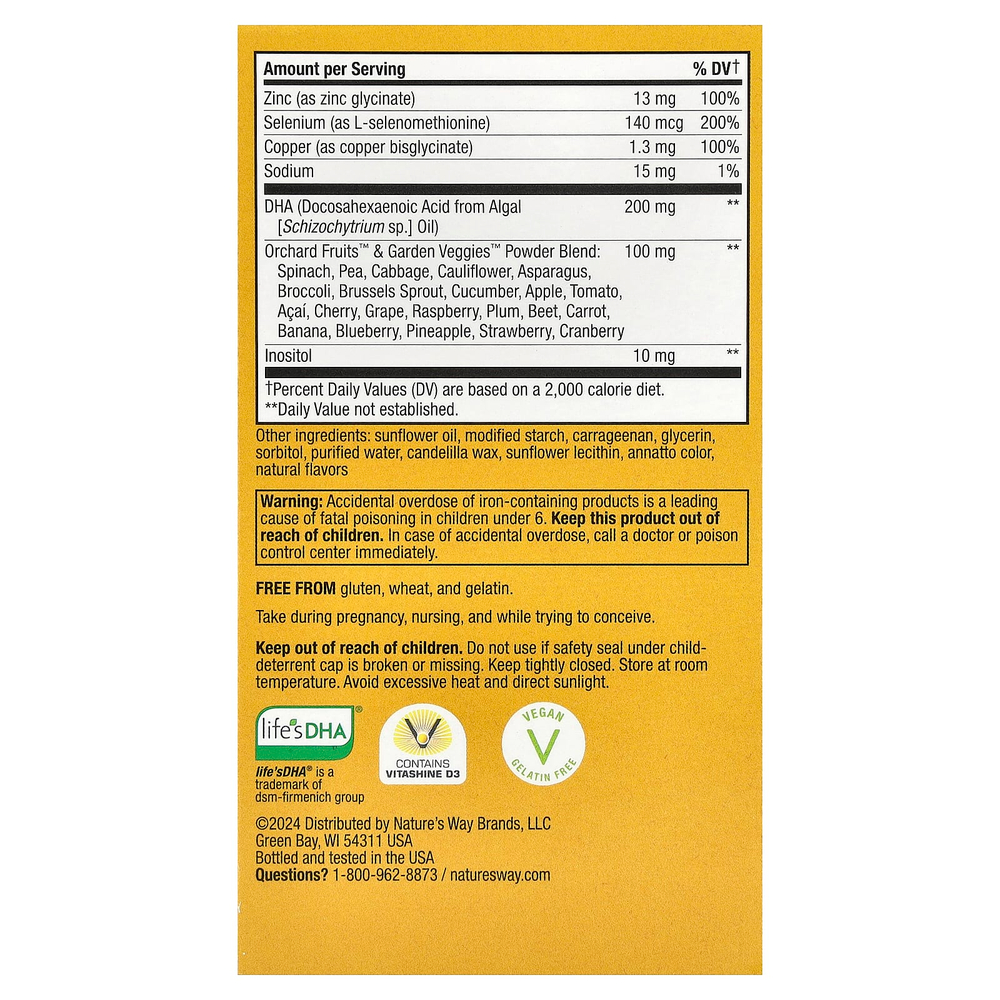 Nature's Way, пренатальные мультивитамины премиального качества Alive!®, со вкусом ягод, 60 веганских капсул