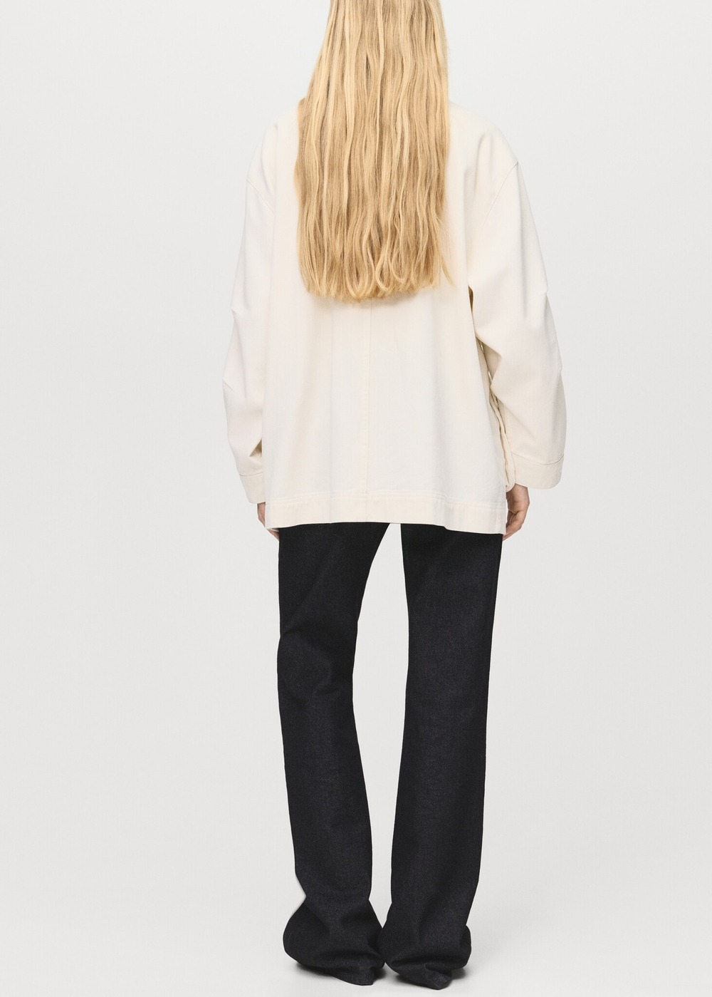 MANGO Джинсовая парка с карманами, желтовато-белый