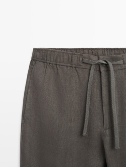 Massimo Dutti Льняные спортивные брюки, серо-зеленый