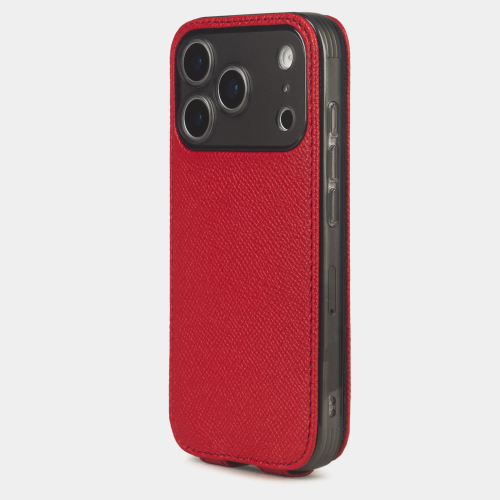 Чехол для iPhone 17 Pro - кожа теленка сафьяно, красный