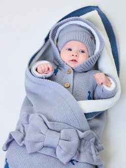 Конверт на выписку для новорожденных утепленный мехом