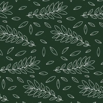 Листья белым контурои на темно зеленом фоне.