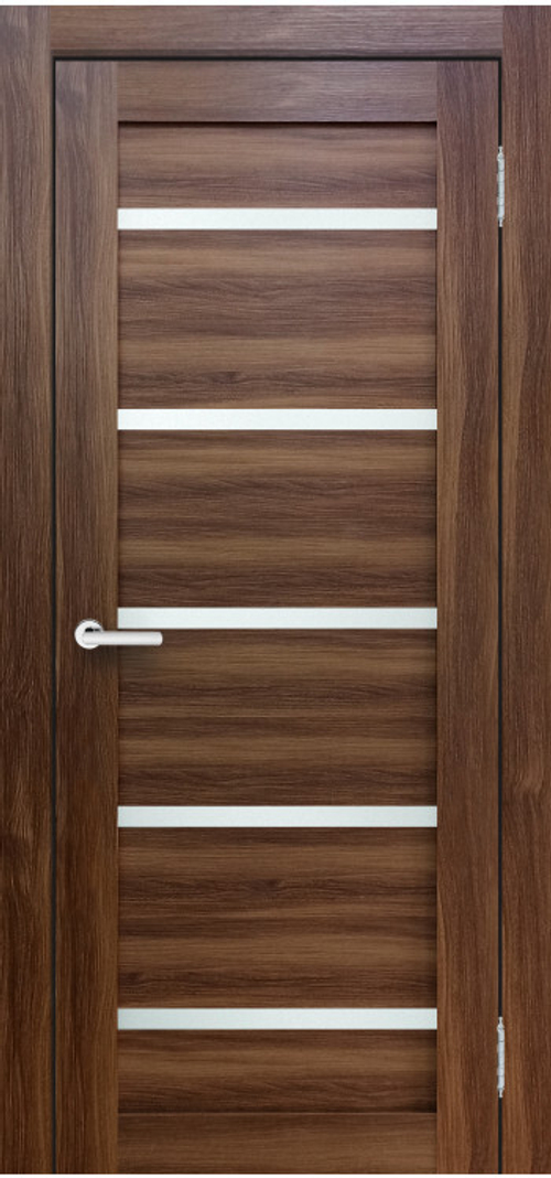 Межкомнатная дверь X-4 / Цвет Орех / Остекление "Сатинат белое" / Двери Верда