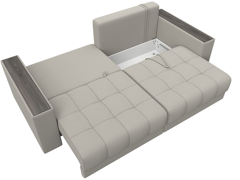 Диван прямой с декором Лига-049 НПБ, РОГОЖКА Амур 02 бежевый