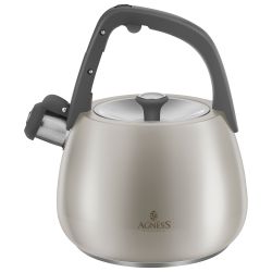 ЧАЙНИК AGNESS СО СВИСТКОМ 2,5Л, ТЕРМОАККУМУЛИРУЮЩЕЕ ДНО, 304 СТАЛЬ, ИНДУКЦИЯ