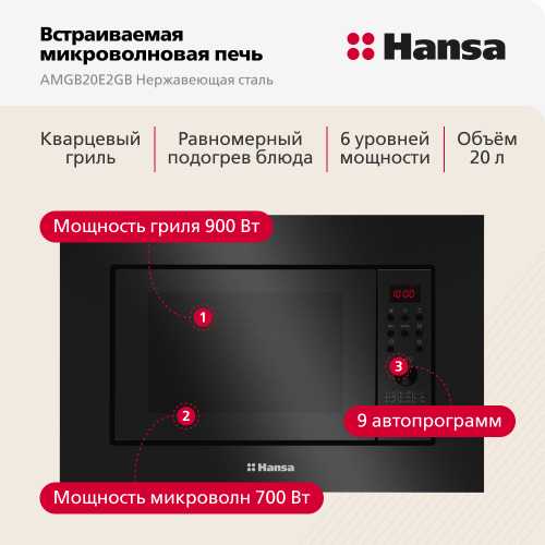 Встраиваемая микроволновая печь Hansa AMGB20E2GB