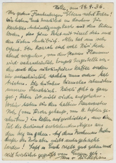 Почтовая карточка - Германия - 1936 год. Подписана, прошла почту
