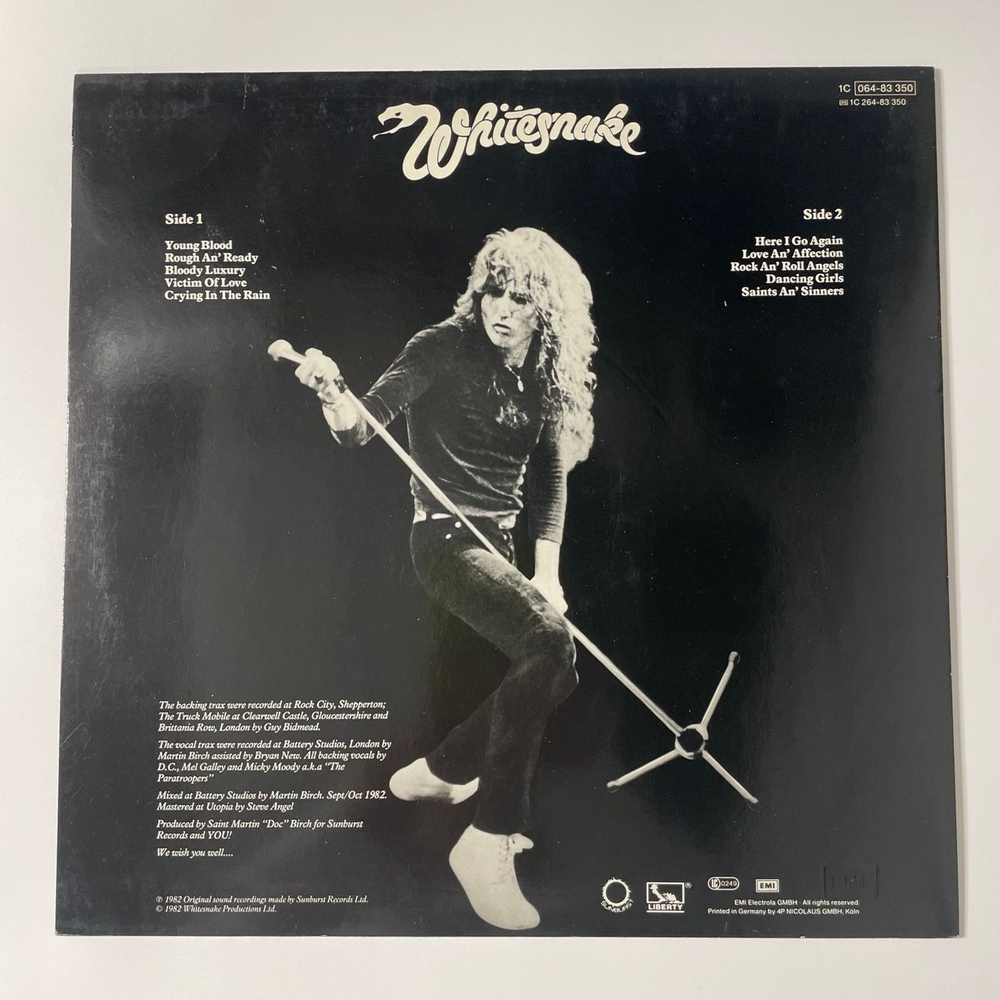 Винтажная виниловая пластинка LP Whitesnake Saints and Sinners (Германия 1982)