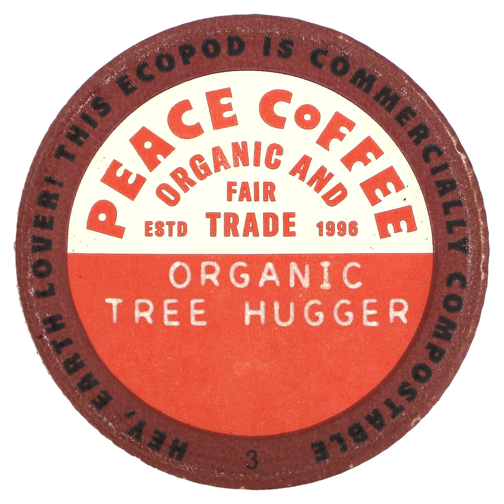 Peace Coffee, Organic Tree Hugger, темная обжарка, 12 стручков по 9,25 г (0,32 унции)