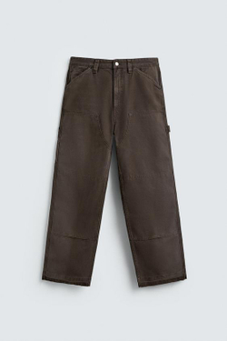 ZARA БРЮКИ КАРГО С БРЫЗГАМИ, КОРИЧНЕВЫЙ