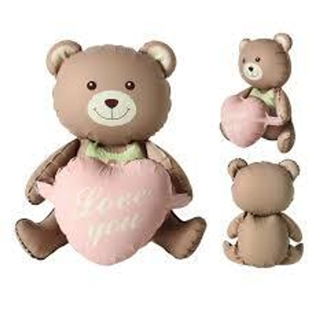 Шар 3D Фигура "Сидячий мишка с сердцем" 50 см