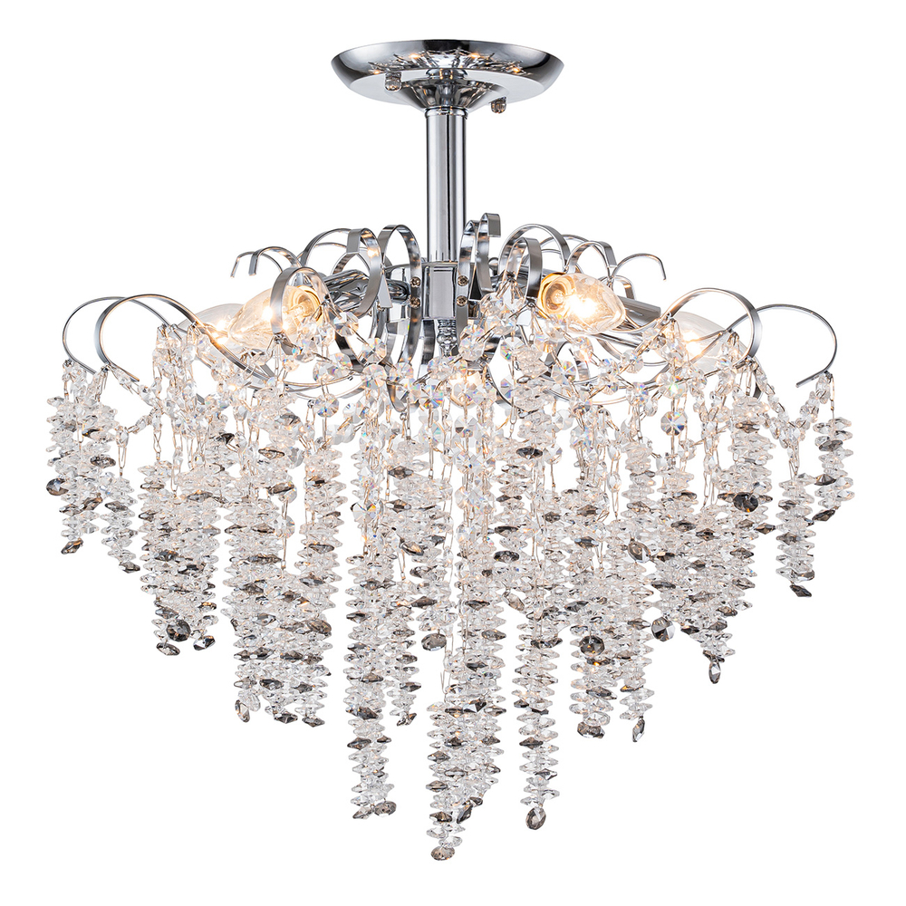 Светильник на штанге 5х40Вт E14, металл/хрусталь, хром/прозрачный