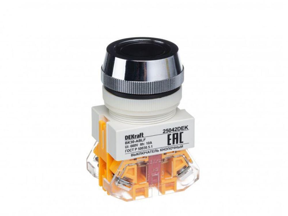 Выключатель кнопочный ABLF ВК-30 d30мм 220В черн. DEKraft 25042DEK Выключатель кнопочный ABLF ВК-30 d30мм 220В черн. DEKraft 25042DEK