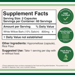 Double Wood Supplements - White Willow Bark - 120 x 400 mg capsules