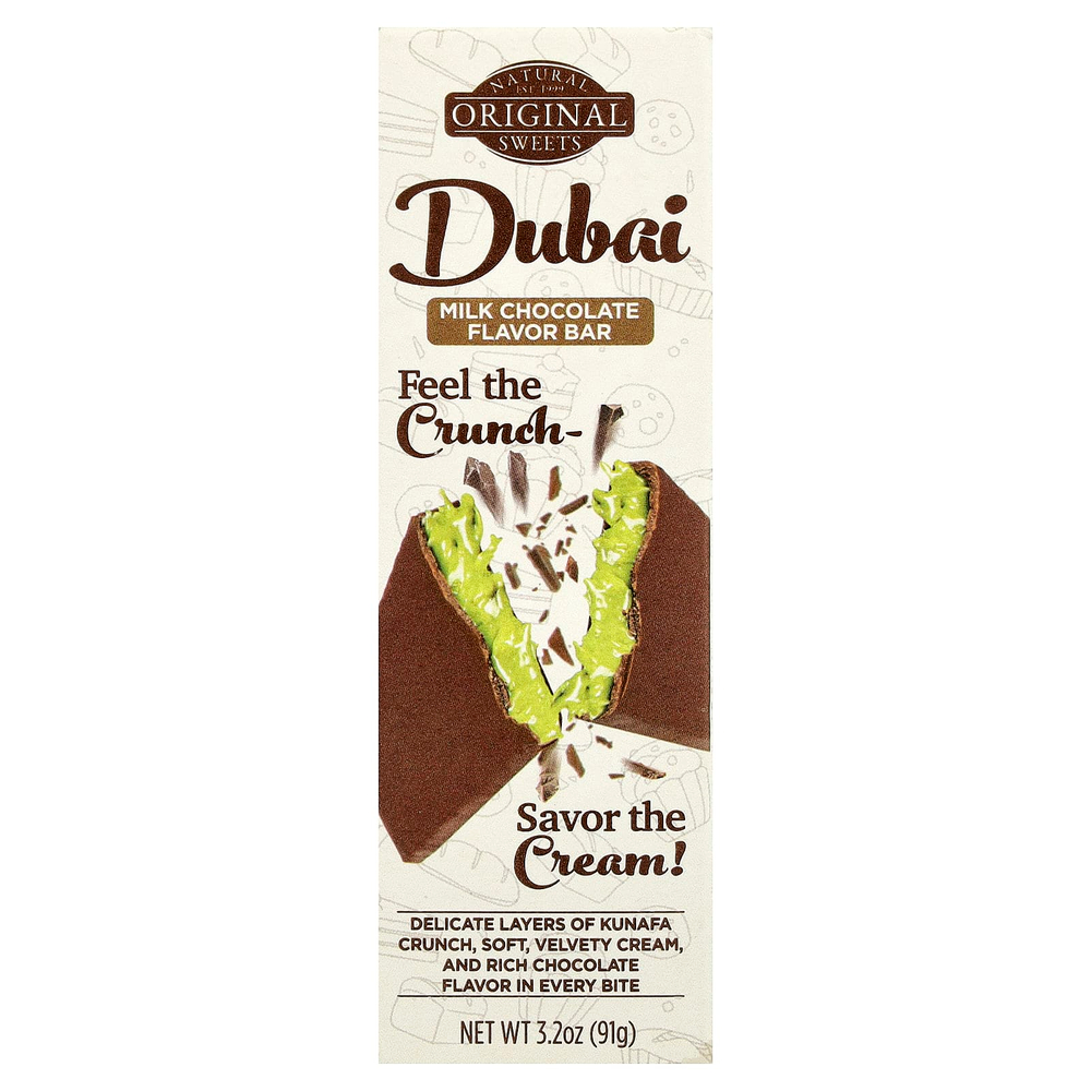 Original Natural Sweets, дубайский молочный шоколад, 91 г (3,2 унции)