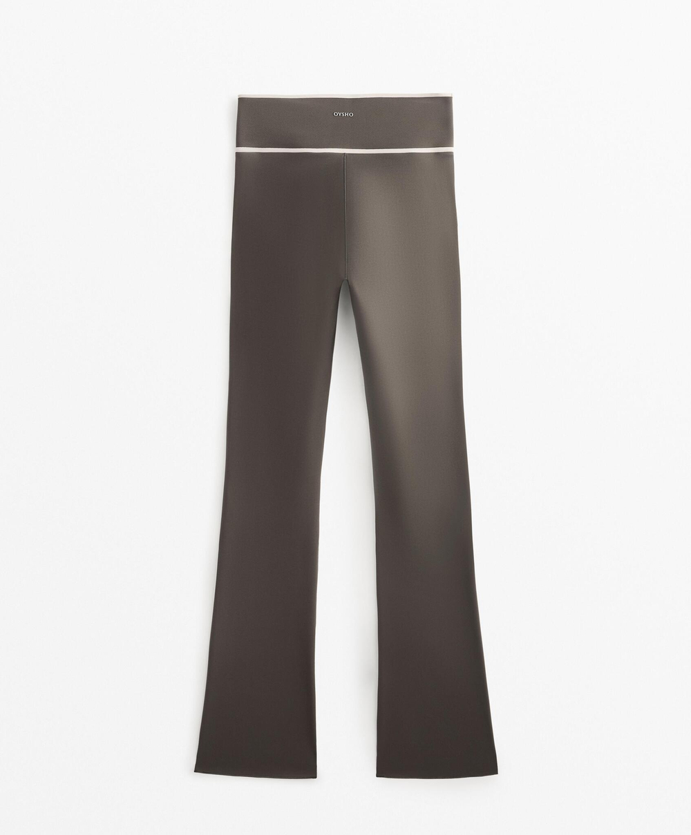 OYSHO Брюки-клеш Perfect-adapt с V-образным вырезом на талии, длиной до щиколотки 65 см, серо-коричневый