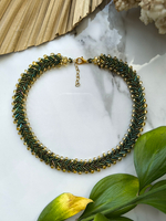 Колье из бисера "Змейка" ручной работы, цвет - Бронза тёмная